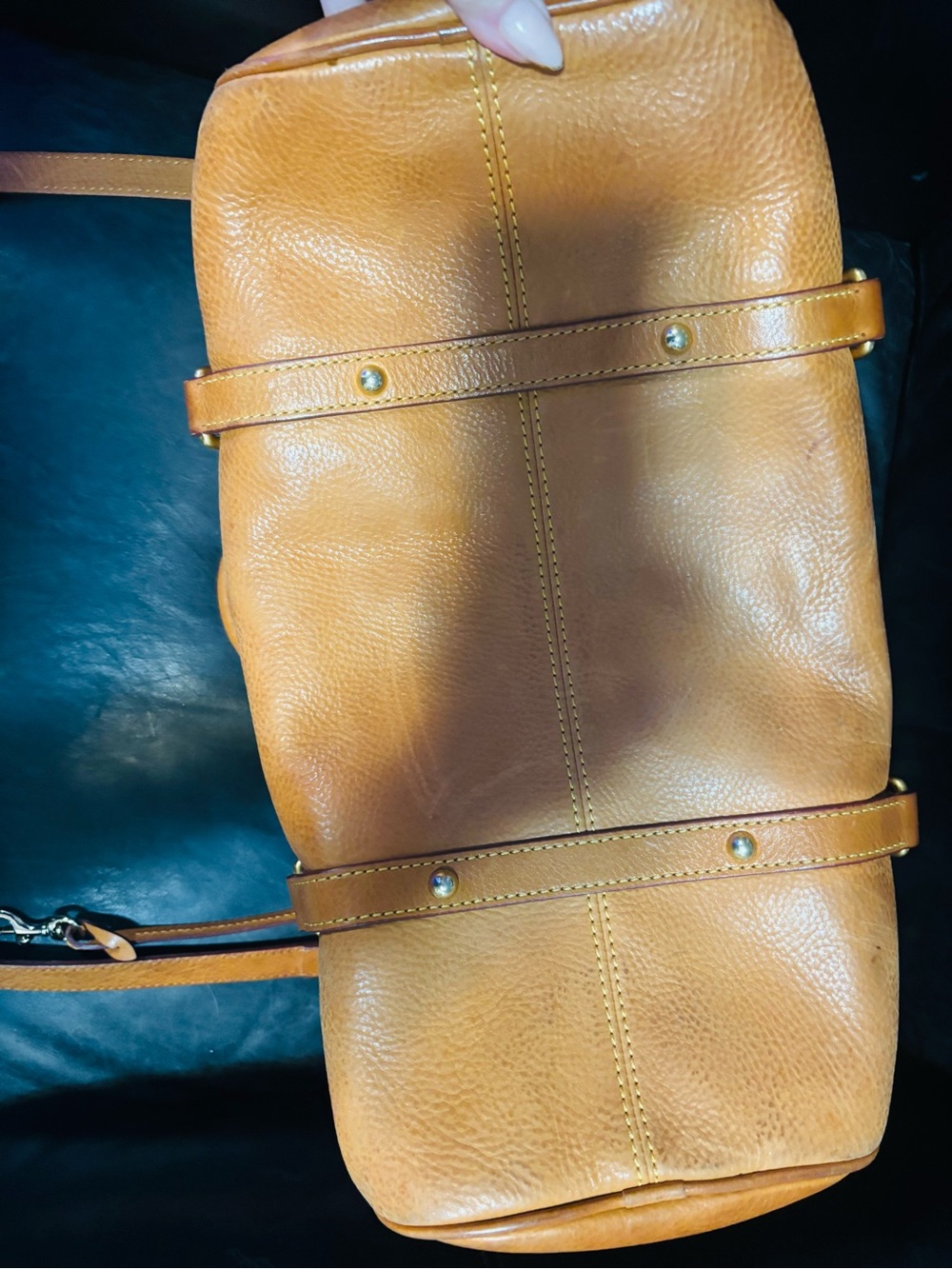 Dooney & Bourke Tan Leather Satchel with Gold Hardware - Picture 6 of 6